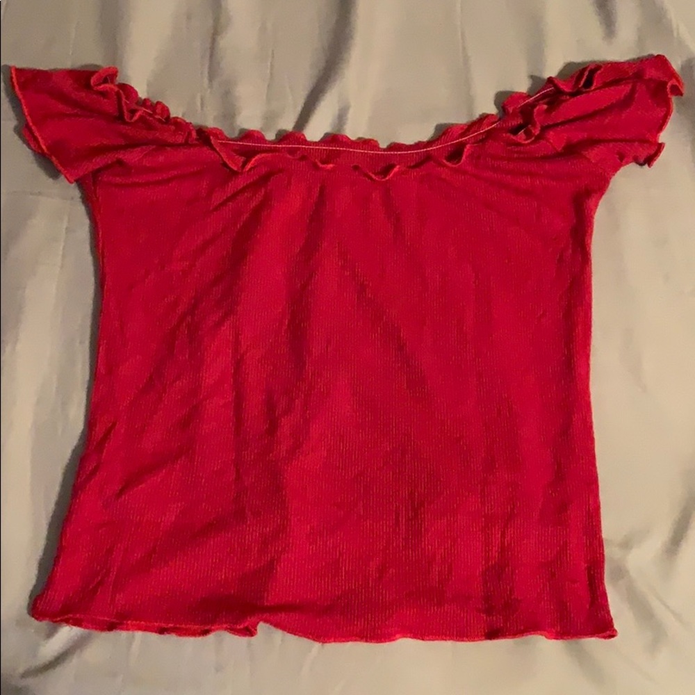 Brandy Melville Off the shoulder red crop top